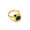 Anillo Europeo y Americano Transfronterizo Nicho Lujo Ligero de Alta Gama Irregular Goteo de Aceite Acero de Titanio Anillo de Dedo Redondo Chapado en Oro de Moda para Mujer
