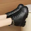 Botines de plataforma para mujer 2026 nuevos zapatos de otoño e invierno con forro de felpa cierre lateral zapatos para mujeres bajas suela gruesa botas de algodón que aumentan la altura