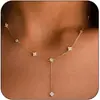 Colar em Y Europeu e Americano Transfronteiriço Nova Tendência Trevo de Quatro Folhas Cobre Simples Luxuoso Gargantilha Personalizado Festa Joias Femininas