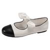 Zapatos Mary Jane de cuero pequeños, elegantes, de estilo francés, con lazo, boca baja, planos, de una sola capa, para mujer, primavera y otoño 2025.