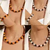 Moda Retro de Halloween Europea y Americana Transfronteriza Pulsera Sencilla de Turquesa Sintética con Calavera y Perlas Elásticas Venta al por Mayor