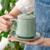 Taza Flor de Hielo con Tapa Taza de Té Doméstica de Cerámica con Separación de Té y Agua Oficina Personal Caja de Regalo de Alta Gama
