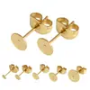 Acero Inoxidable Chapado en Oro Real Pines para Oreja Retención de Color Topes para Aretes Aretes Joyería para Oreja Accesorios de Joyería DIY Engastes para Aretes Engastes Vacíos Fondo Plano