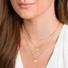 Colar em Camadas com 26 Iniciais em Inglês, Elegante Colar Empilhado de Três Camadas com Pingente de Disco em Formato de Coração A-Z para Mulheres