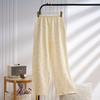 Calça de Casa Desenhada para Mamãe, Floral Solta de Gaze Dupla Camada Confortável para Ar Condicionado Caminhada, Gaze de Algodão Transfronteiriça Calça de Dormir, Perna Reta