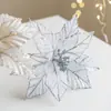 Decoração de Natal Mais Vendida Transfronteiriça 25cm Cor Dourada Champanhe Flor de Rede de Veludo de Natal Guirlanda para Árvore de Natal