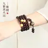 Pulseira de Pau-Rosa Estrela Dourada Indonésia Natural com 108 Contas, Pingente de Lótus Vintage, Rosário Budista de Mão para Homens