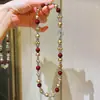 Otoño e Invierno Maillard Rojo Ancora Dorado Marrón Perla Shijia Cadena para Clavícula Collar de Doble Capa Envuelto