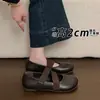 Zapatos Retro Planos de Punta Dividida para Mujer 2026 Otoño Nuevo Estilo Cruzado Suave Mary Janes Franceses Punta Cuadrada Zapatos Pequeños de Cuero