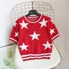 Suéter de punto de manga corta con cuello redondo de color contrastante estilo europeo para mujer, nuevo estilo Chanel, top de moda adelgazante t