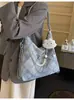 Mochila Transfronteriza Bolso de Diseño para Mujer Bolso Tote de Mezclilla de Alta Gama Gran Capacidad Mochila Multifuncional de un Solo Hombro Cruzado