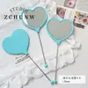 [Wangyang] Material e acessório para corrente de celular DIY temático de queijo Hello Kitty pintada de azul e branco em formato de estrela de acrílico