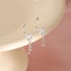 Pendientes de Plata de Ley S925 con Borla de Corona y Cierre de Rosca Femeninos Pendientes Retro Dulces de Nicho Tendencia