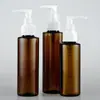 100ml120ml150ml Garrafa de ombro plana marrom com bomba de soquete clipe bomba de embalagem de cosméticos garrafa vazia de animal de estimação dividida