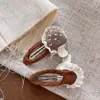Versión Coreana Dulce y Linda Hongo Bordado Encaje para el Cabello Infantil Pinza Lateral Versátil para el Cabello para Niñas
