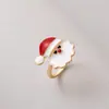 Yongge Jewelry Anillo de Aleación con Goteo de Aceite Navideño Estilo Europeo y Americano para Mujer Elementos Navideños de Dibujos Animados Anillo de Dedo para Fiesta Festiva Venta al por Mayor