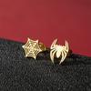 Nova Moda Brincos Assimétricos Nicho Temperamento Meninas Aço Inoxidável Halloween Teia de Aranha Brincos Punk Atacado