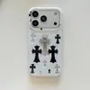 Marca Coreana Tendência Design de Cruz Vazada Adequado para Capa de Celular Apple 17 Pro Max iPhone 16 Acessórios 3D 15 Capa Dura