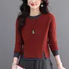 26 Suéter de Moda Versátil para Mujer Cuello Redondo Bloque de Color Tejido Capa Interior Capa Base Suéter de Primavera Otoño Suéter Holgado Pulóver