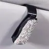 Suporte de óculos de carro multifuncional bonito incrustado de diamante carro viseira de sol de carro porta-bilhetes porta-bilhetes