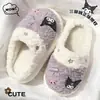Chinelos de Algodão Sanrio Cinnamoroll para Mulheres, Chinelos de Algodão Quentes de Pelúcia para Casa de Inverno com Solas Macias, Chinelos Peludos para Senhoras