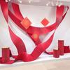 Casamento longo papel ondulado cena de casamento fundo decoração onda origami teto vermelho adereços layout vermelho origami