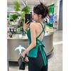 Hot Girls Pure Desire Sexy Halter Camisole Mulheres Verão Inner Wear Beautiful Back Outer Wear Backless Cross Strap Short Top