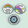 Broche Combinado Colorido Série de Letras Inglesas Desenho Animado Personalidade Geométrica Redondo Distintivo Acessório Esmalte Liga Metálica Medalha