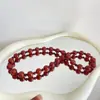 [Arco-Íris Longo] Ágata Vermelha Natural Pura Estilo Chinês Pulseira de Granada Acessórios de Moda Casuais Tendência para Meninas