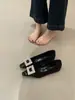 Zapatos de Mujer con Hebilla Cuadrada de Pedrería Estilo Francés 2026 Nuevos Primavera/Verano Boca Baja Negra Tacón Oculto Zapatos de Noche para Combinar con Vestidos