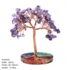 Árbol del Dinero de Piedra Natural Transfronterizo Decoración Creativa para Escritorio de Oficina en Casa Base de Resina Colorida Árbol de la Vida con Grava de Cristal
