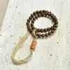 Pulsera de Abalorios de Incienso Natural 0.8 Doble Círculo Pera de Ganso DIY Anillo Corredizo de Jade Hetian Nuevo Estilo Chino Unisex Estilo Antiguo Cuentas de Oración Budista