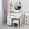 Tocador minimalista moderno para dormitorio, tocador pequeño con espejo para apartamentos de alquiler, escritorio de maquillaje de princesa