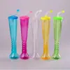 Copo com Canudo Dumbbell Grande Transfronteiriço Material PET Copo de Água de Plástico Descartável Design Simples 600ml Copo para Suco e Bebida