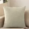 Funda de almohada acolchada simple estilo lino de algodón color liso para oficina, sala de estar, cojín de respaldo de sofá, tamaño grande, almohada de respaldo de cama