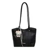 Bolso tipo cubo con patrón tejido de moda, bolso cruzado único y moderno, estilo coreano, elegante para el trabajo, para ir al trabajo y uso casual