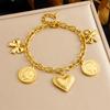 Moda Transfronteiriça Personalidade Criativa Pingente Multi-elemento Corrente Pulseira de Aço Inoxidável Retrô Combina com Tudo Flor Carta de Amor