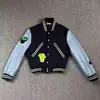 Uniforme de Baseball Color Block Estilo Hong Kong Jaqueta Nova Primavera & Outono 2025 para Homens e Mulheres, Jaqueta Esportiva Juvenil Solta Americana