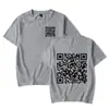 T-shirt de Algodão Tamanho Europeu Transfronteiriça Interessante com Código QR Fu You Camiseta com Código QR Gola Redonda Manga Curta para Homens e Mulheres Hip-Hop
