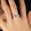 Anillo de plata esterlina transfronteriza de 6*9 colores con diamantes rosas, anillo de plata azul y oro con diamantes de alto carbono, anillo de plata esterlina 925