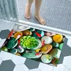 Alfombrilla absorbente de piso de tierra de diatomeas con estampado de guijarros 3D para baño y inodoro, alfombrilla para pies de secado rápido, alfombrilla antideslizante para entrada