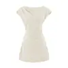 Vestido Corto de Manga Corta Estilo Francés para Mujer, Cintura Fruncida Ceñida, Sencillo y Elegante, Hermoso Vestido Corto Ajustado Verano 2026