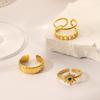 Europa y Estados Unidos moda de lujo ligero transfronterizo acero inoxidable oro apertura patrón cadena de sol juego de tres anillos al por mayor