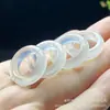 Anillo para Correr de Ágata de Hielo Natural de Alta Calidad con Agujero Pasante Accesorios DIY Joyería de Calcedonia Piezas y Decoraciones para Anillos de Correr
