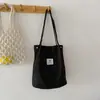 Bolsa Tote Nova da Moda Estilo Coreano para Mulheres, Bolsa de Ombro Artística de Veludo Cotele de Grande Capacidade, Bolsa de Ombro Lisa Versátil Casual para Mulheres