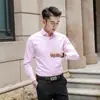 Camisa blanca de verano de manga larga para hombre, ajustada, estilo coreano, juvenil, de color liso, de manga corta, ropa de trabajo de negocios para hombre.