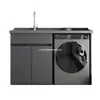 Gabinete de lavandería de aluminio tipo panal para uso doméstico, gabinete complementario para lavadora de balcón, combinación de lavabo integrado con tabla de lavar, gabinete de baño