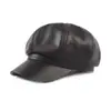 Sombrero Octogonal de Estilo Británico para Otoño e Invierno para Mujer, Boina Retro de Pintor, Boina Versátil Casual, Sombrero de Cuero para Mujer, Sombrero de Copa Plana de Moda para Hombre