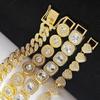 Amor Diamante Redondo Letra H Cadena Cubana Grande Diamantes Completos Tendencia hiphop Rap Traje Hip Hop Pulsera Joyería