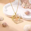 Collar de cobre con forma de corazón transfronterizo con circonita microincrustada, chapado en oro de 18 quilates, accesorio elegante y de alta gama, cadena de clavícula a la moda y versátil para mujeres